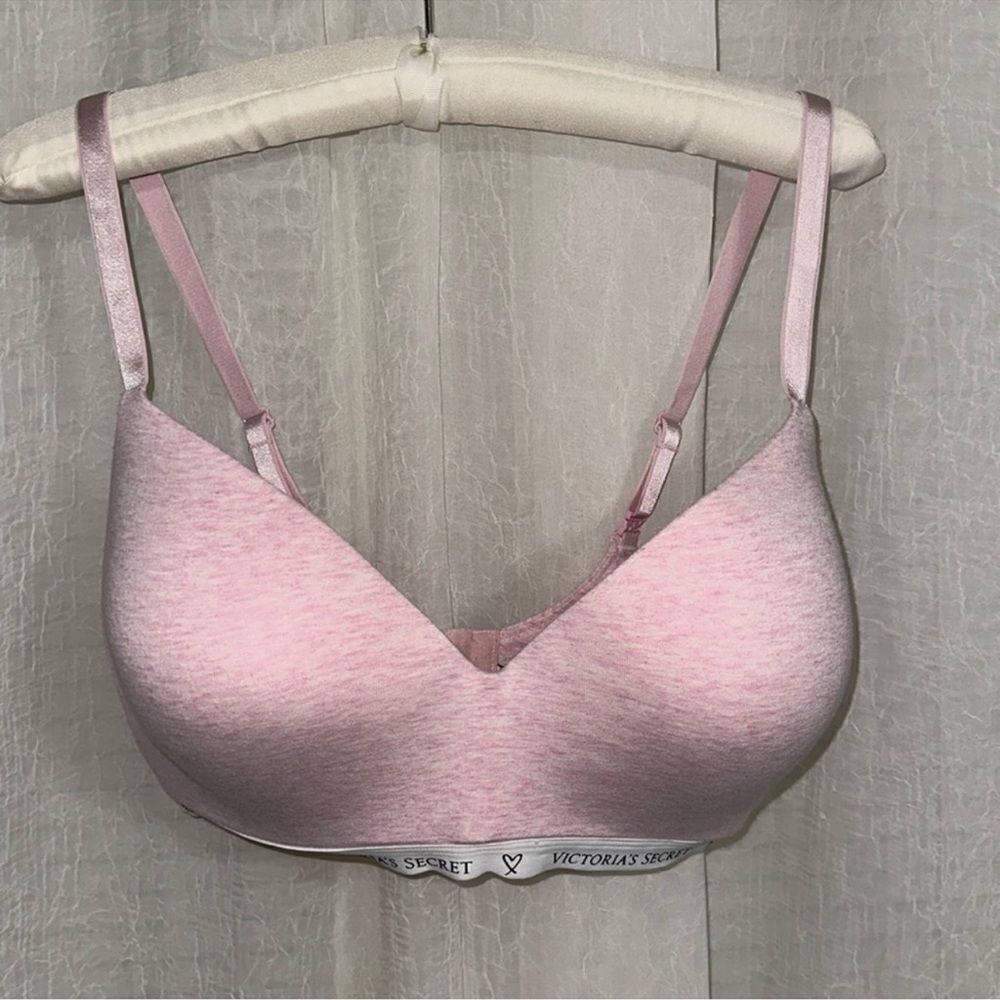 VS 38DD Cotton Blend Pink White Versatile Bra